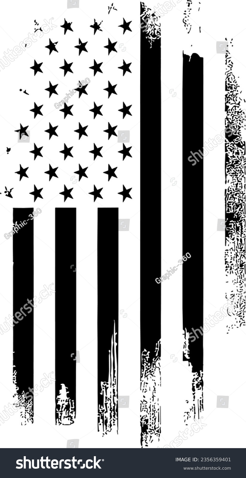 SVG of American Flag Silhouette, Back and white screen printing USA flag svg
