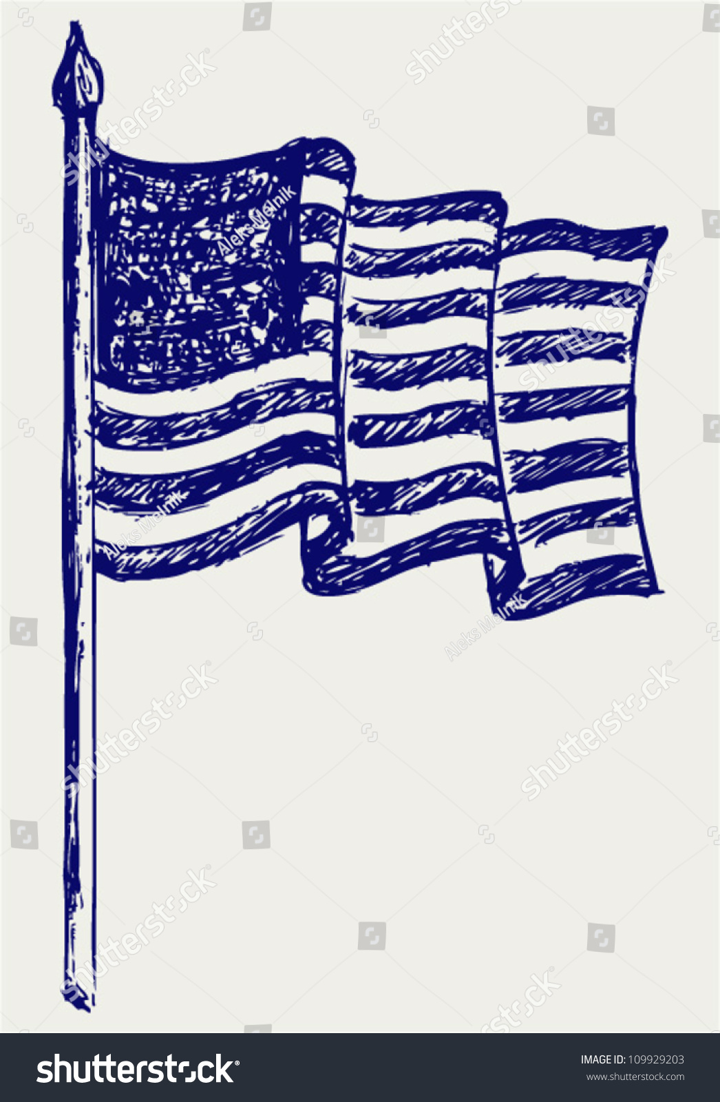 American Flag Sketch Stock Vector (Royalty Free) 109929203 - Shutterstock
