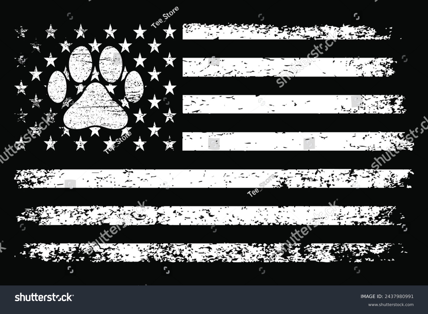 SVG of American Flag With Paw Vector svg