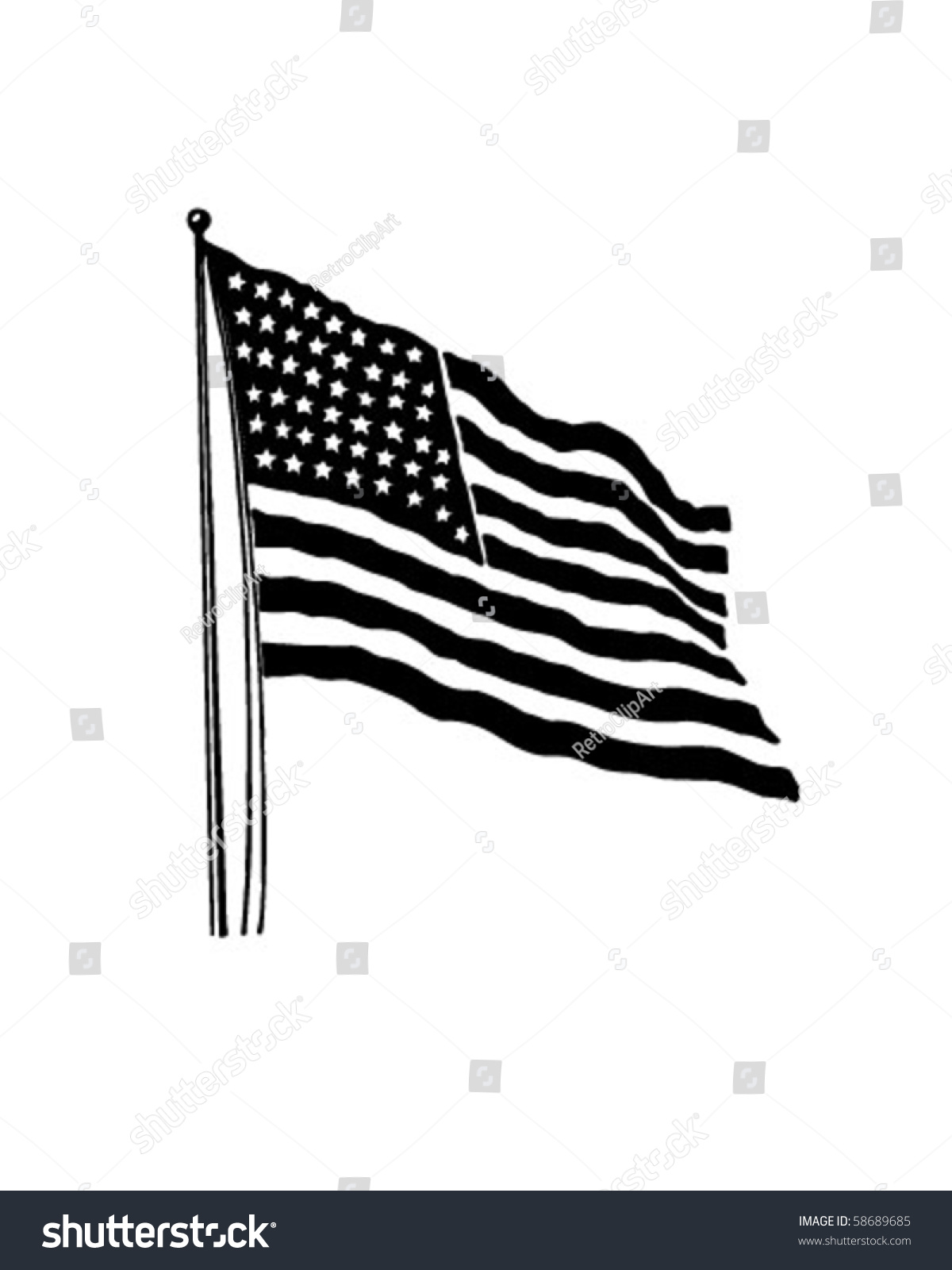 usa flag clipart black and white - photo #44