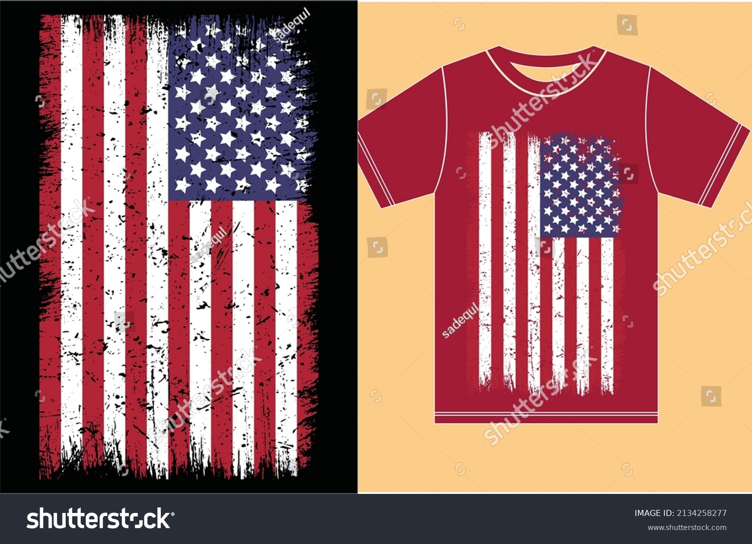 American Flag Tshirt Design Stock Vector (Royalty Free) 2134258277 ...