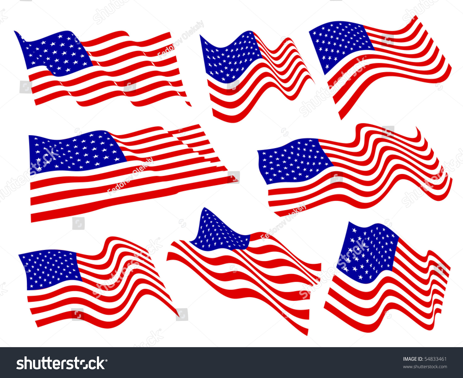 American Flags Waving Set Stock Vector 54833461 Shutterstock American Flags Waving Set Stock Vector 54833461 Shutterstock
