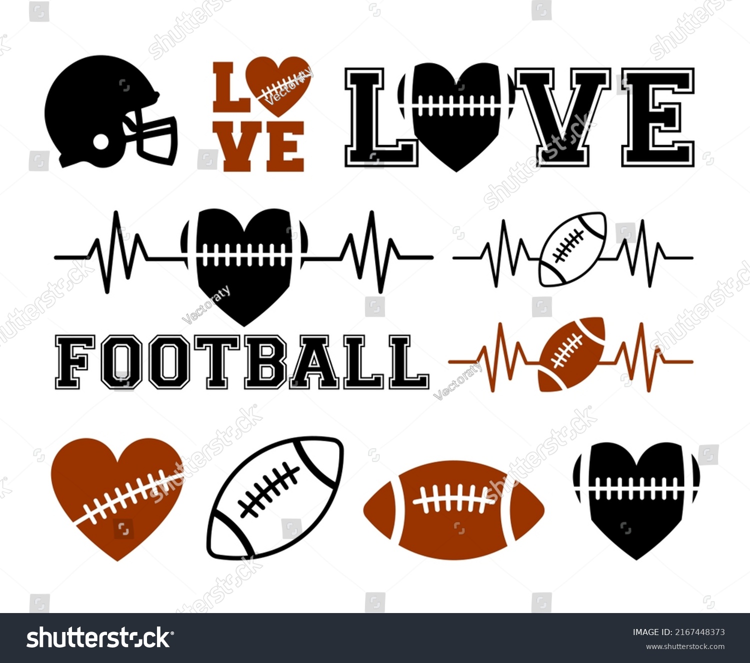 SVG of American football ball player helmet rugby logo emblem stadium silhouette soccer sports love heart vector svg