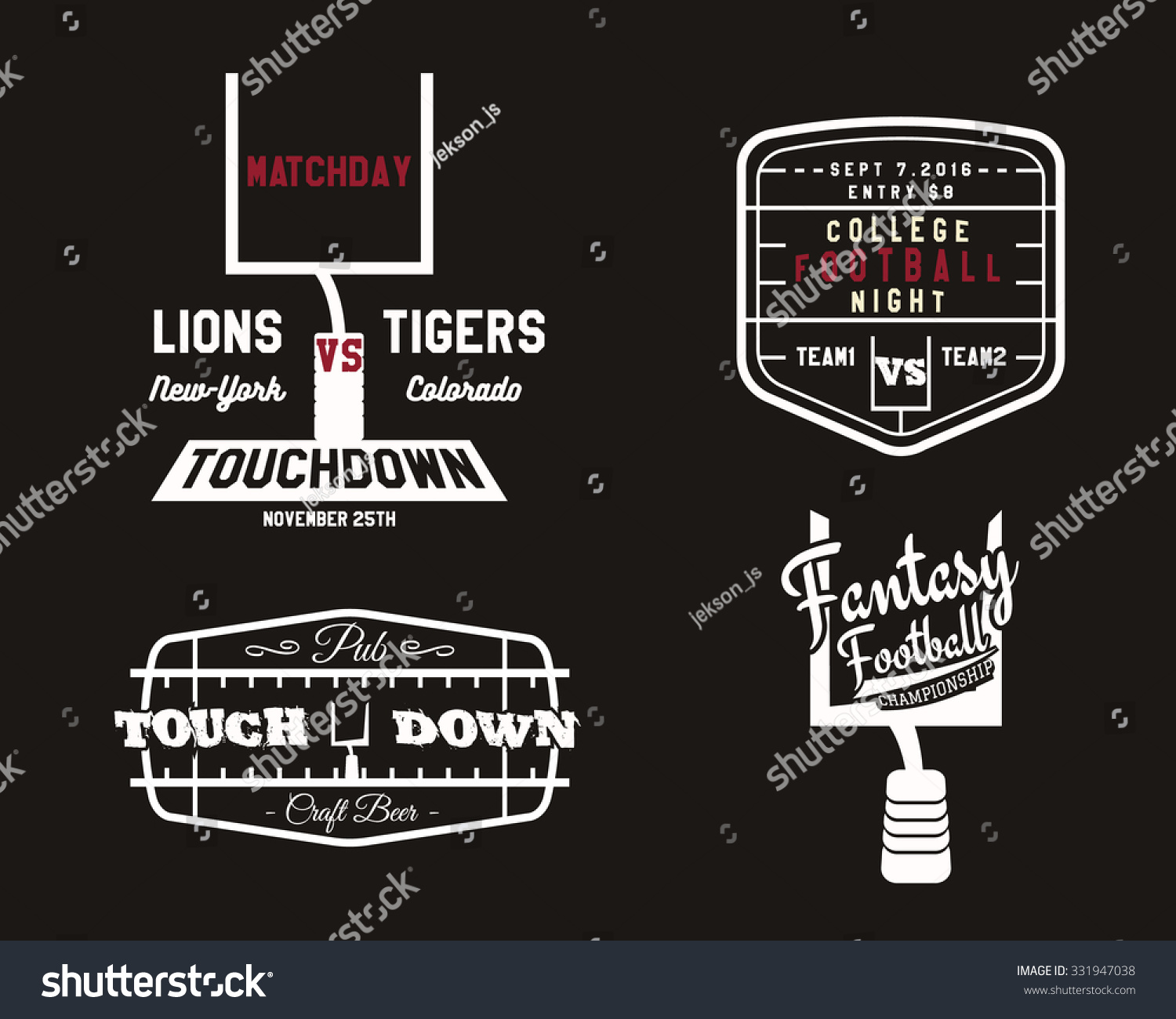 American Football Field Goal Team Badge Stock Vector Royalty Free