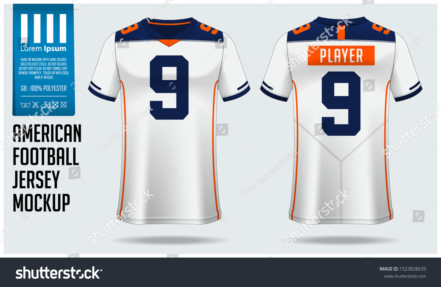 American Football Jersey Mockup Template Design Stock Vector Royalty Free 1523828639