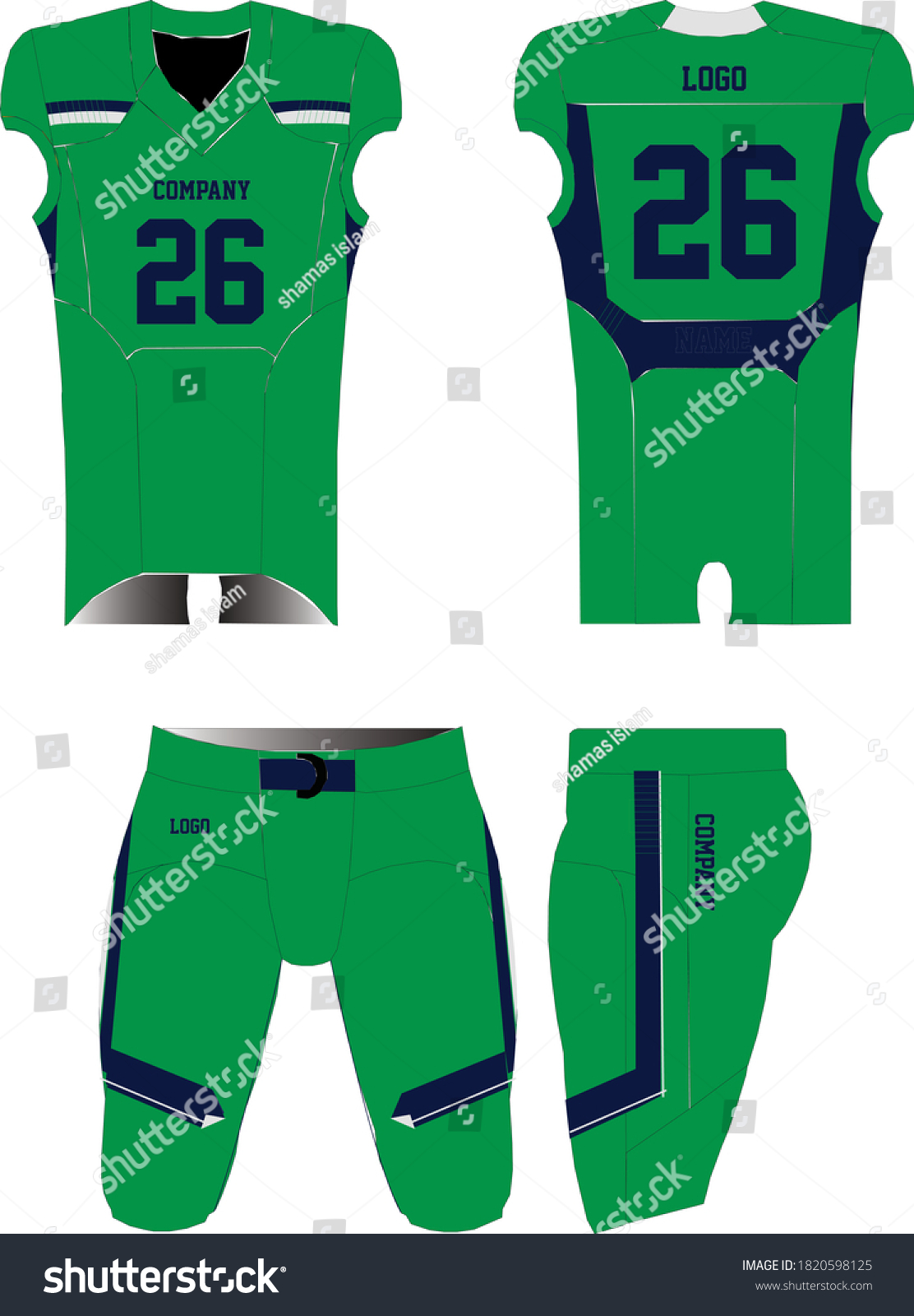 American Football Jersey Uniforms Mock Ups Stock Vector (royalty Free 