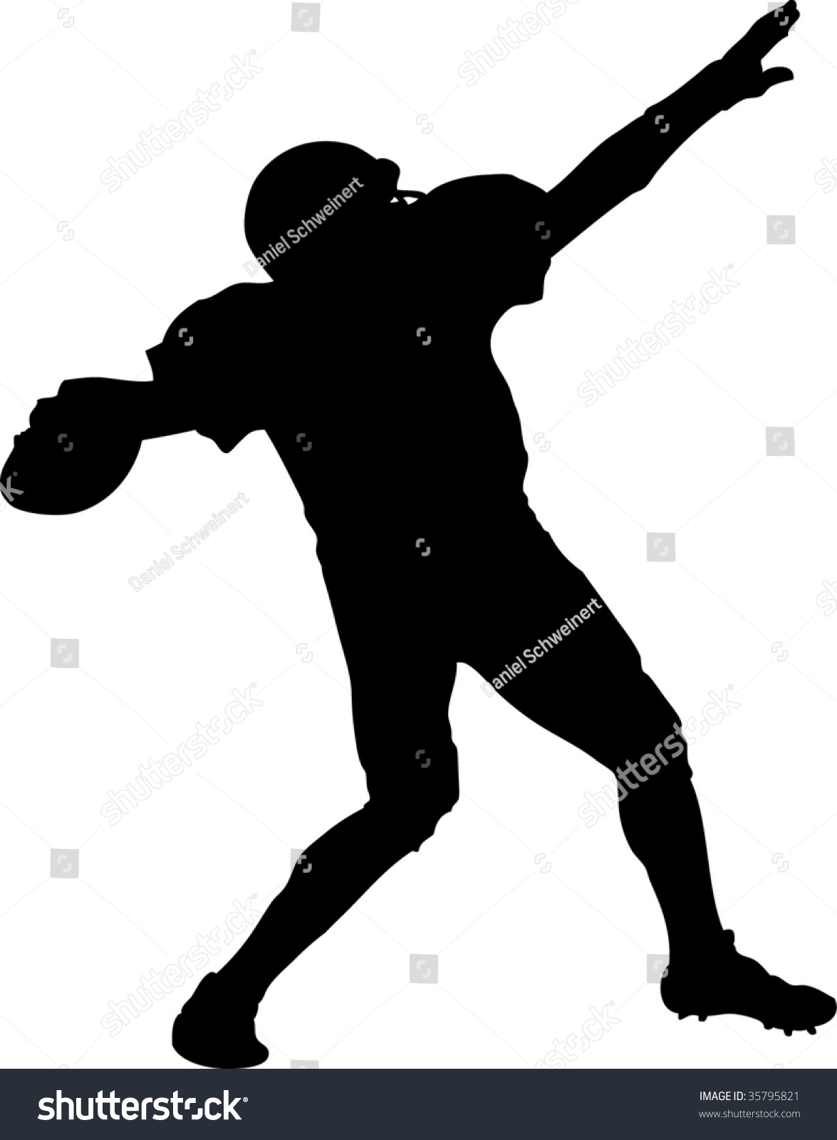 American Football Player Throwing A Ball Stock Vector Illustration ...