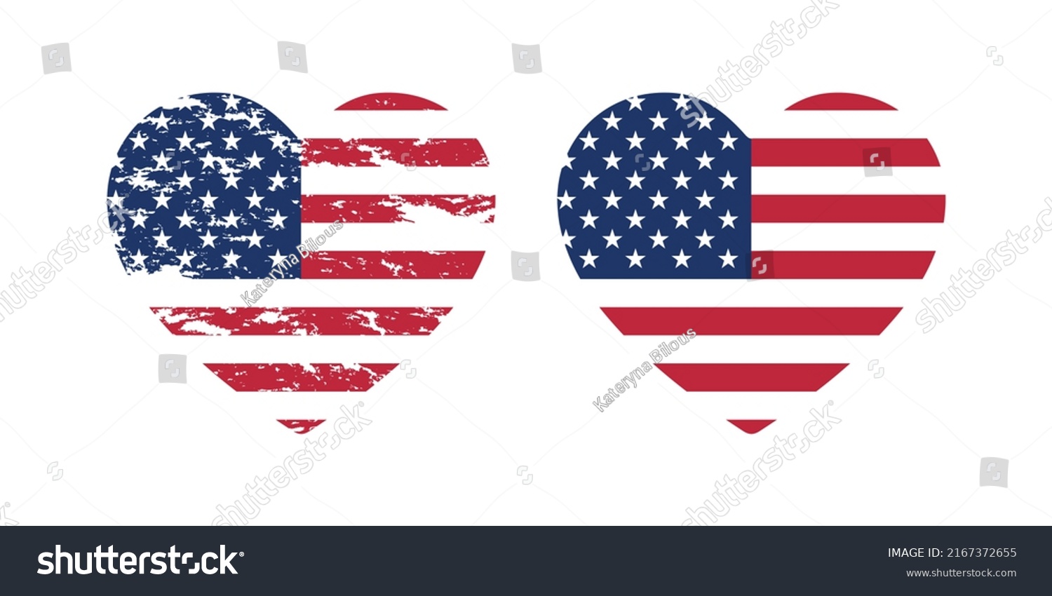 SVG of American Hearts Distressed USA flag I love America Independence Day of United States Heart Shape Flags svg