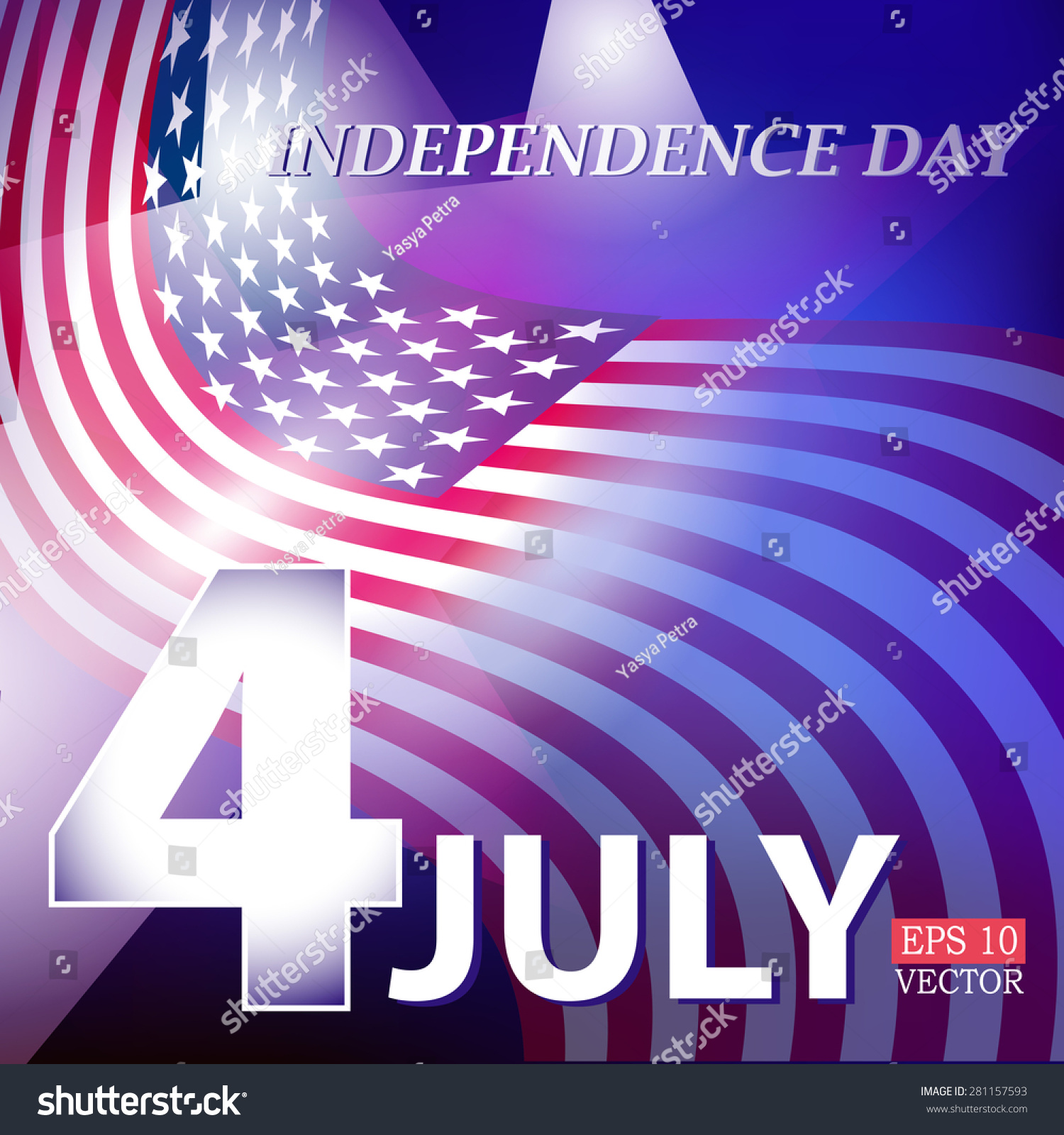 American Independence Day. Celebratory Background With Banner And Stars