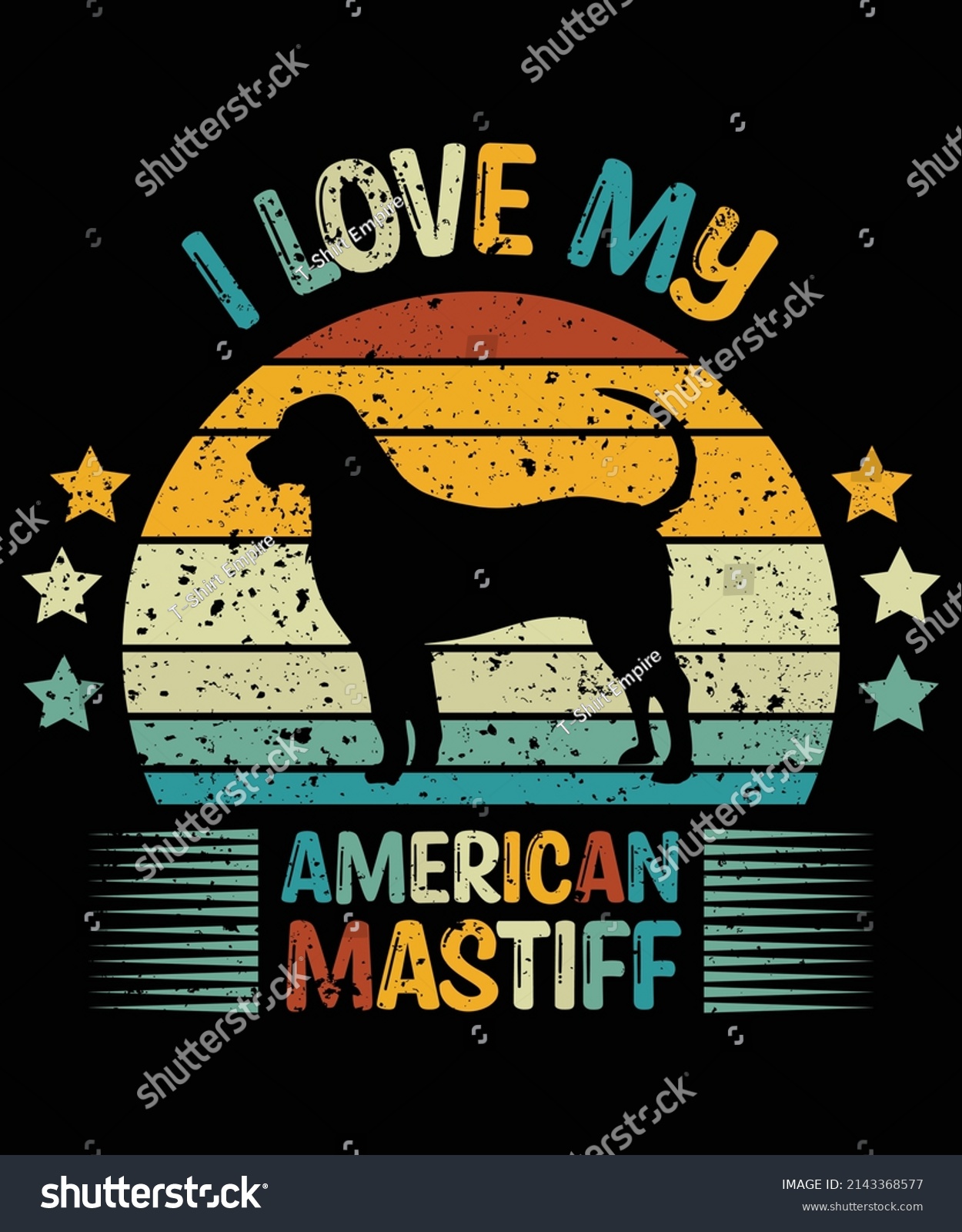 SVG of American Mastiff silhouette vintage and retro t-shirt design svg