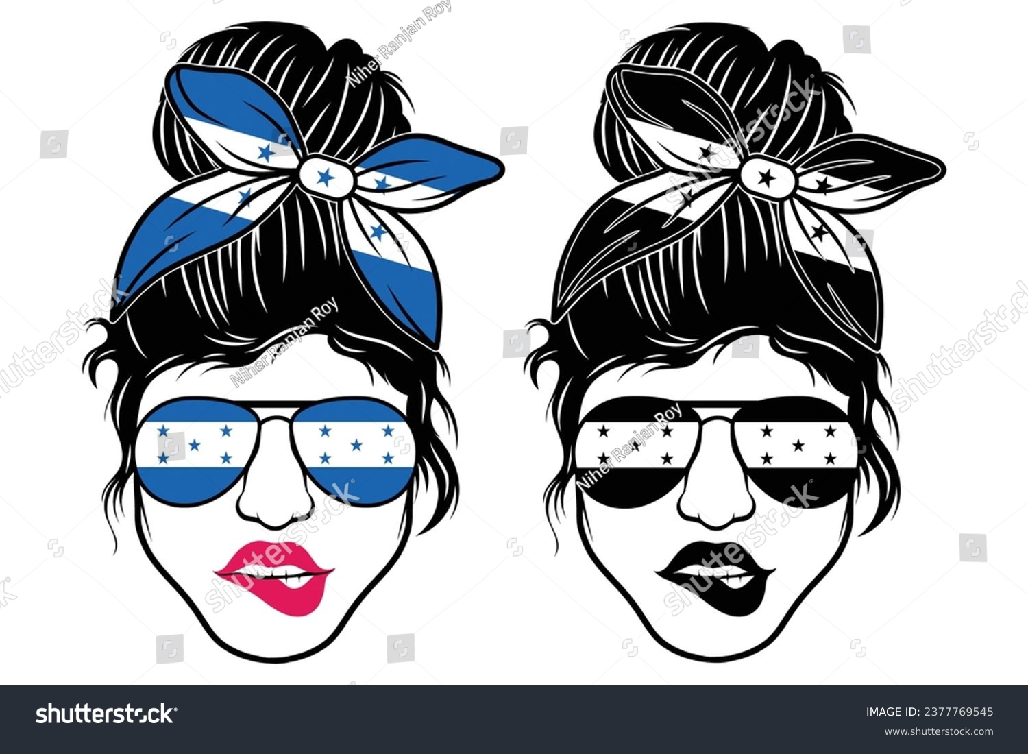 SVG of American Messy Bun, American Patriotic Mom Bun, American Sunglasses, American Headband, Mom Life, files for Cricut  other machines svg