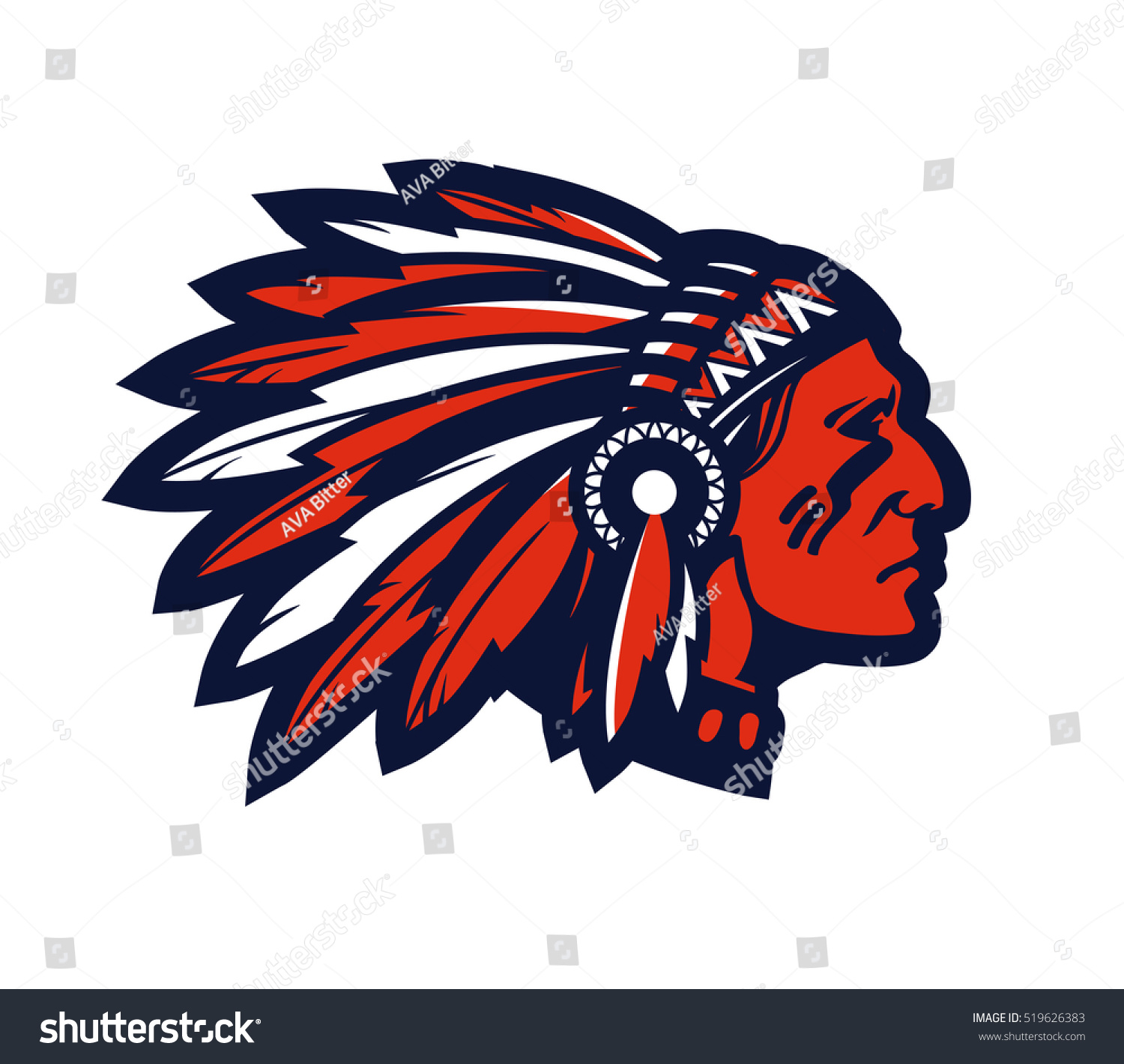 American Native Chief Head Mascot Vector Stock Vector (Royalty Free ...