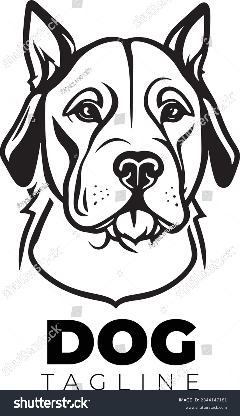 SVG of american pit bull terrier, american pit bull terrier Dog Face SVG, black and white american pit bull terrier vector svg