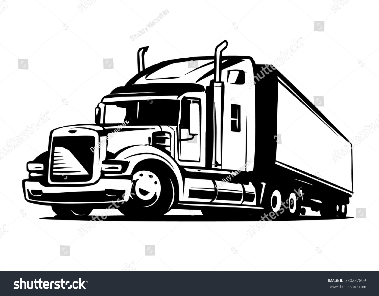 アメリカン トラック トレーラーの白黒イラスト のベクター画像素材 ロイヤリティフリー