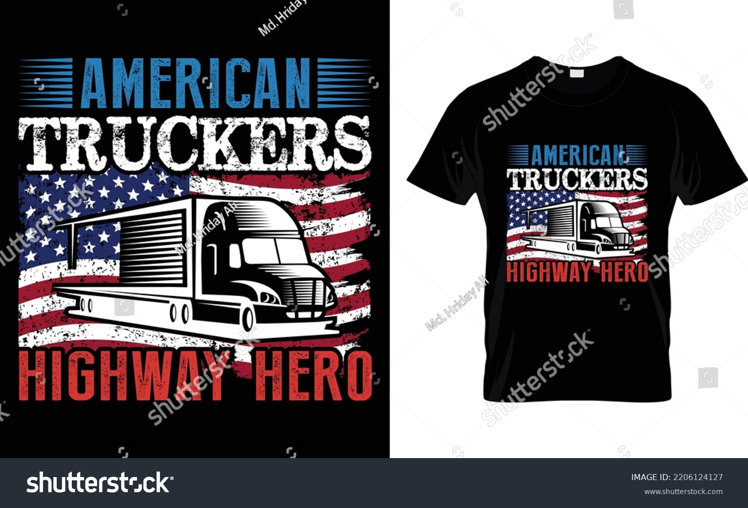 SVG of American Truckers Highway Hero. T-Shirt Design. svg