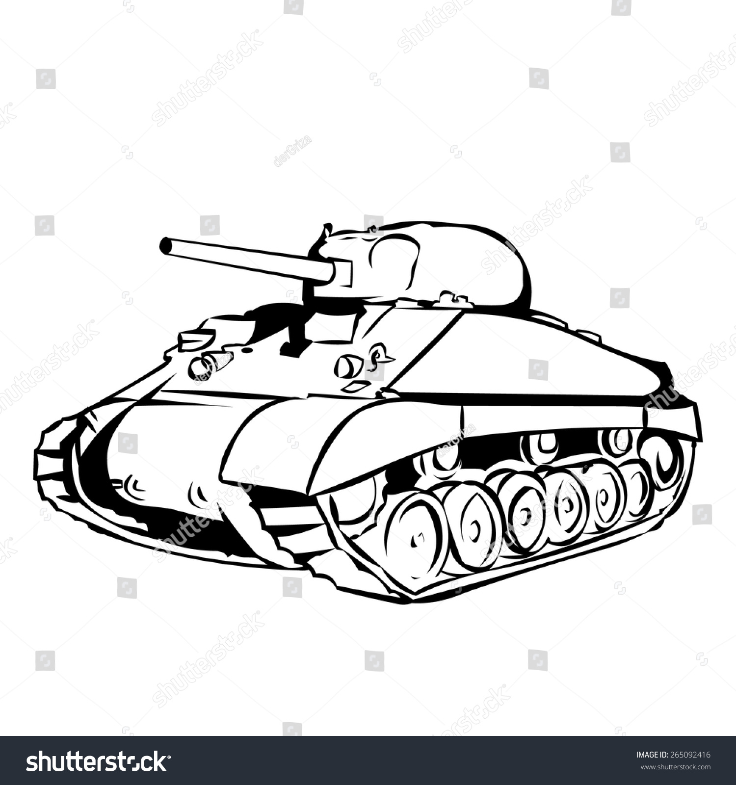 American Ww2 M4 Sherman Medium Tank Stock Vector 265092416 - Shutterstock