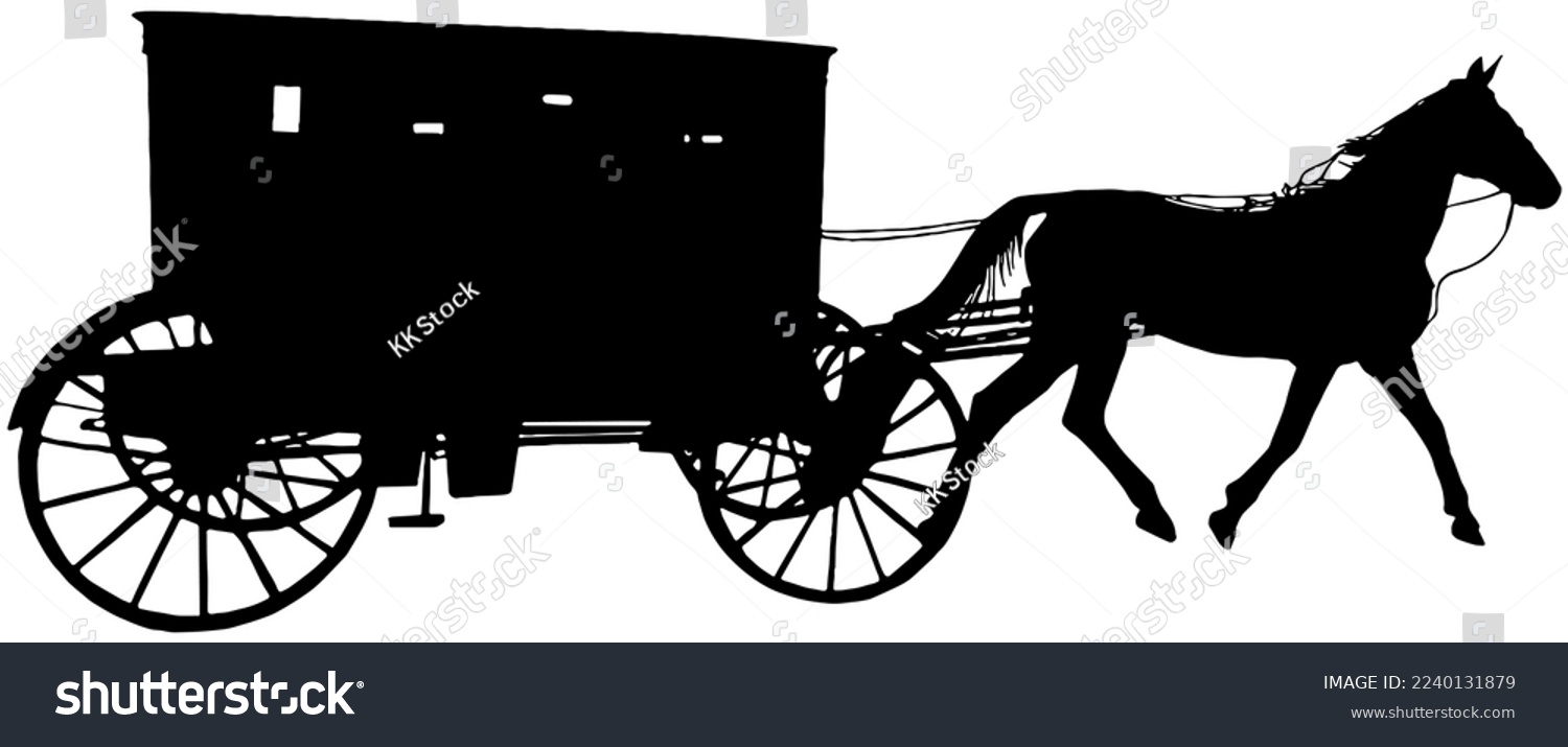 SVG of Amish horse and buggy silhouette in black  svg