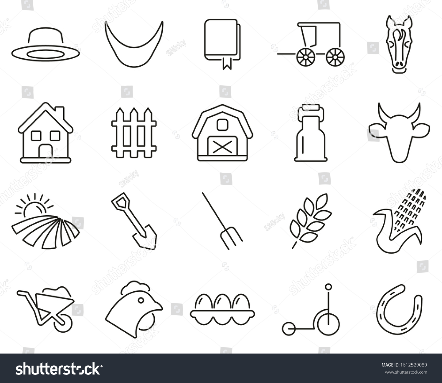 SVG of Amish Lifestyle Or Amish Culture Icons Thin Line Set Big svg