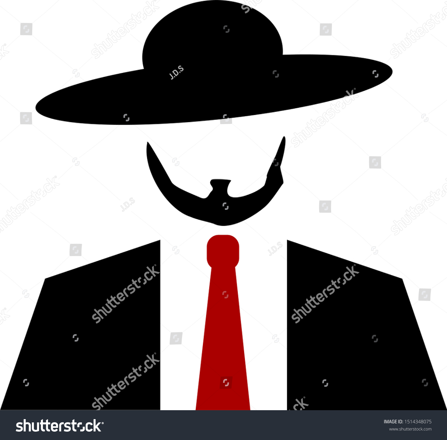 SVG of Amish man wearing suit and red tie svg