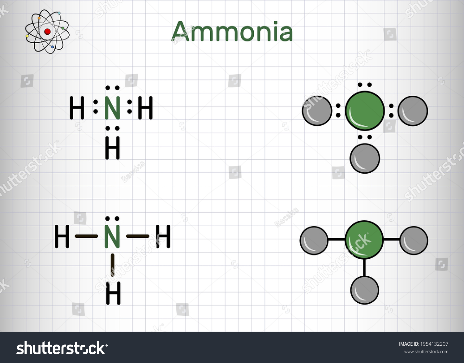 Ammonia Nh3 Molecule Pnictogen Hydride Inorganic Stock Vector (Royalty ...