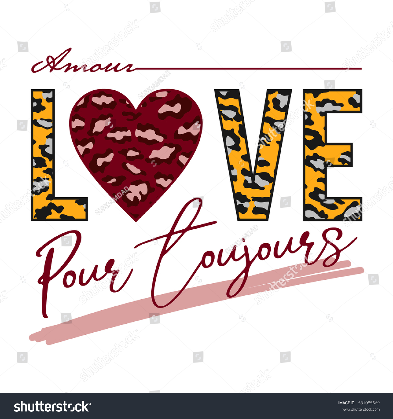 Amour Pour Toujoursfrench Means Love Foreverlove Stock Vector Royalty Free