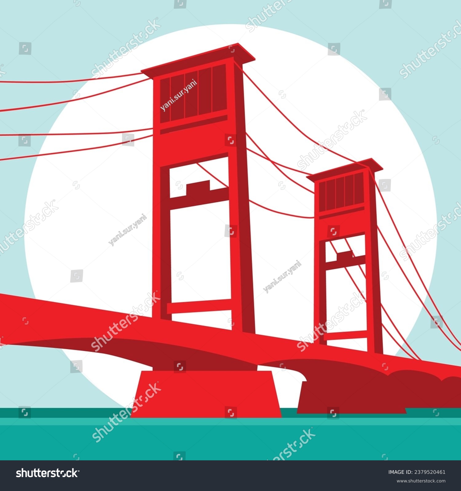 SVG of Ampera Bridge Icon Landmark of Palembang, South Sumatra, Indonesia flat vector Illustration svg