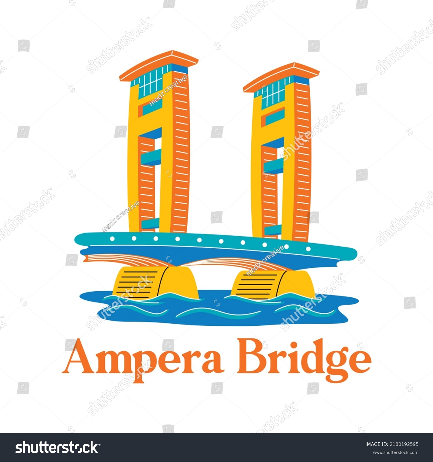 SVG of Ampera Bridge in flat design style svg