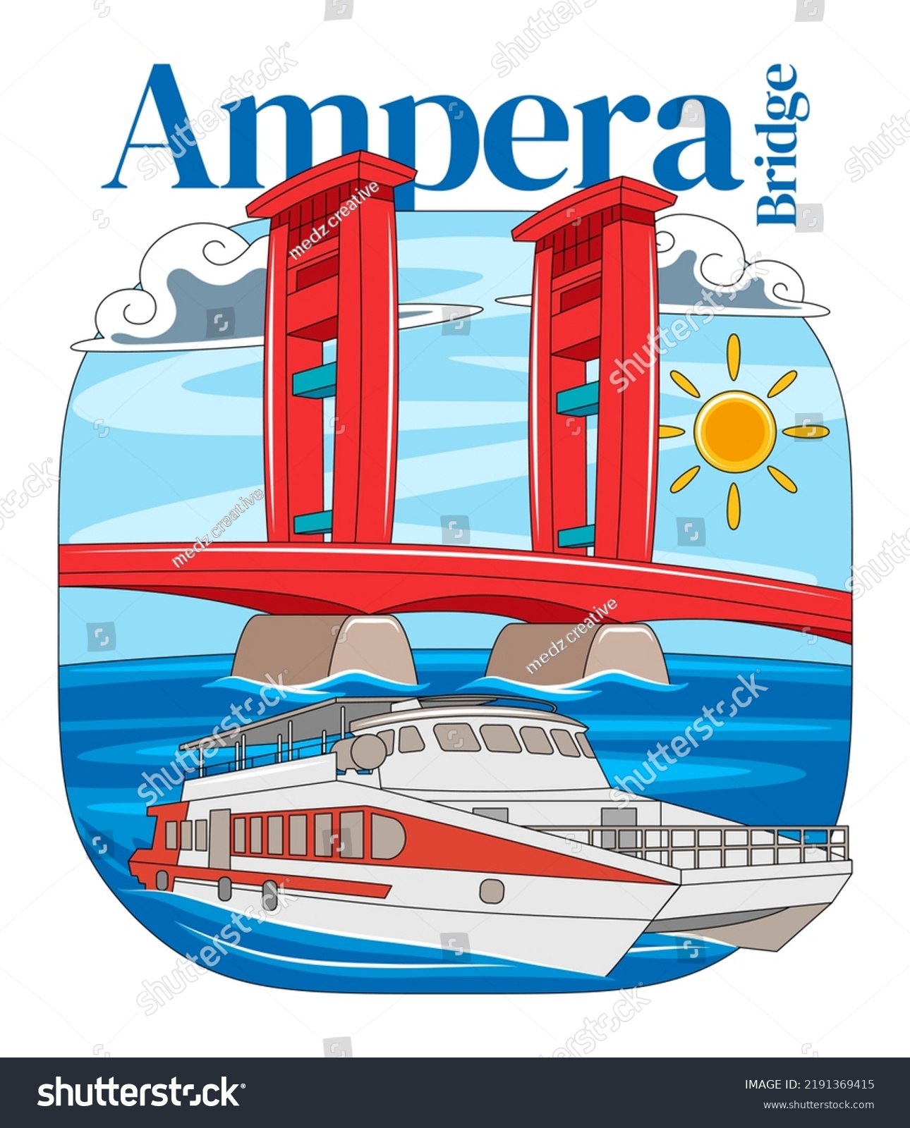 SVG of Ampera Bridge in Vector Illustration svg