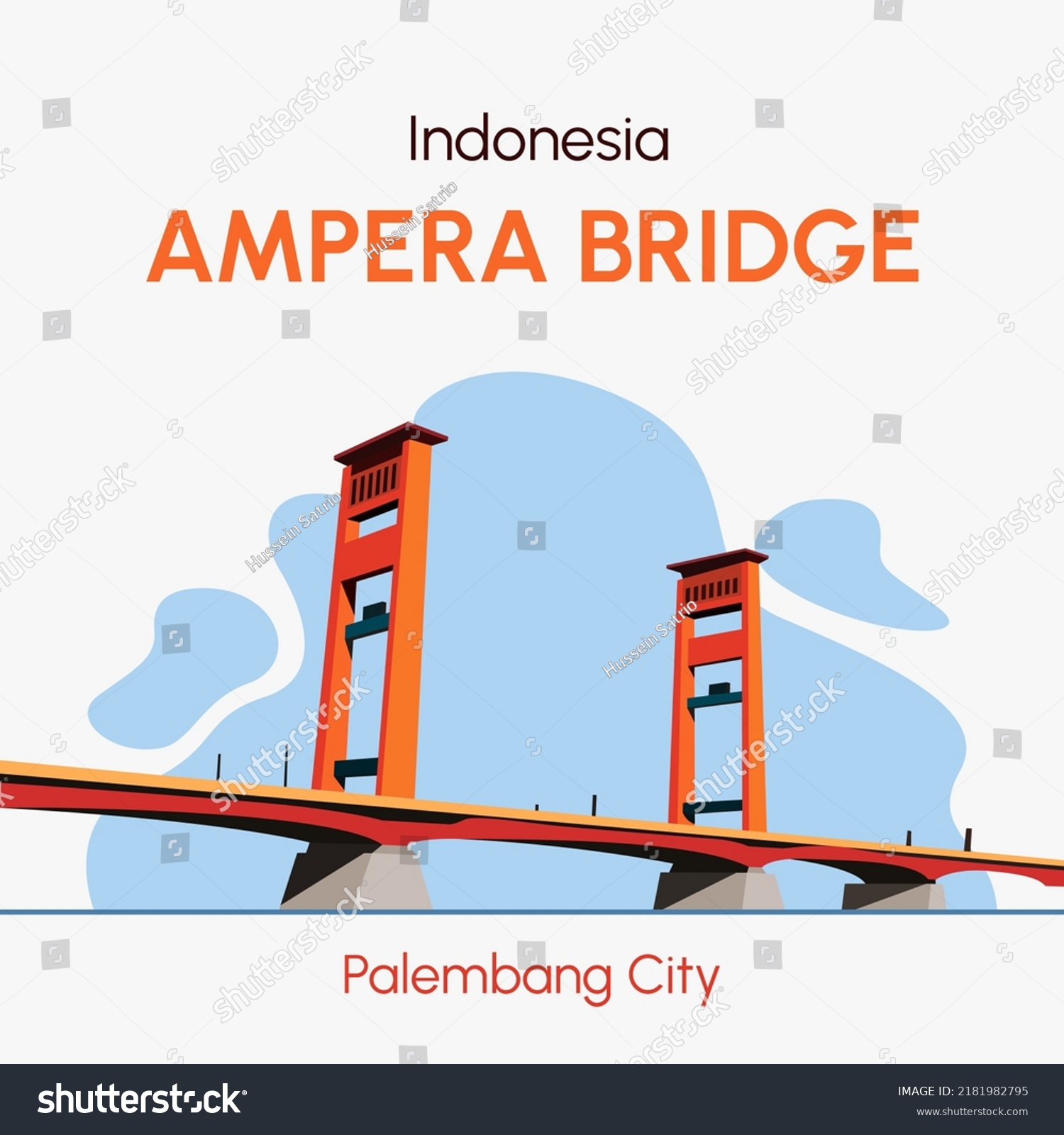 SVG of Ampera Bridge is a landmark in Palembang city, Indonesia. Vector Illustration svg