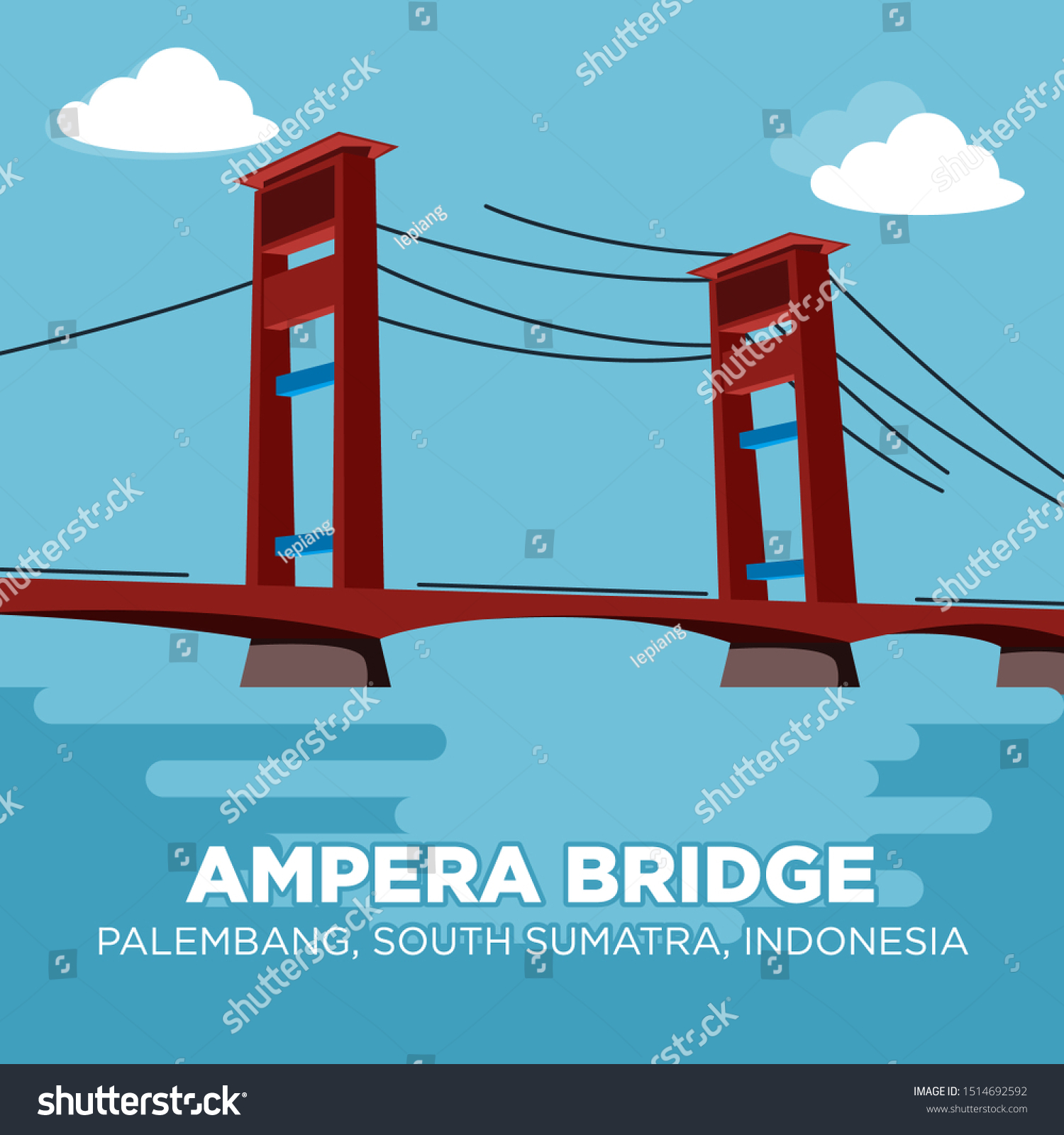 SVG of Ampera Bridge is a vertical-lift bridge in the city of Palembang, South Sumatra, Indonesia. svg