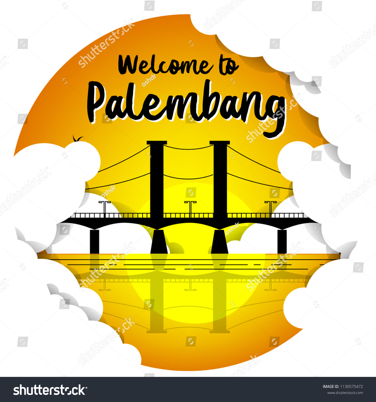 SVG of Ampera bridge is Icon Palembang city Indonesia. EPS10 svg