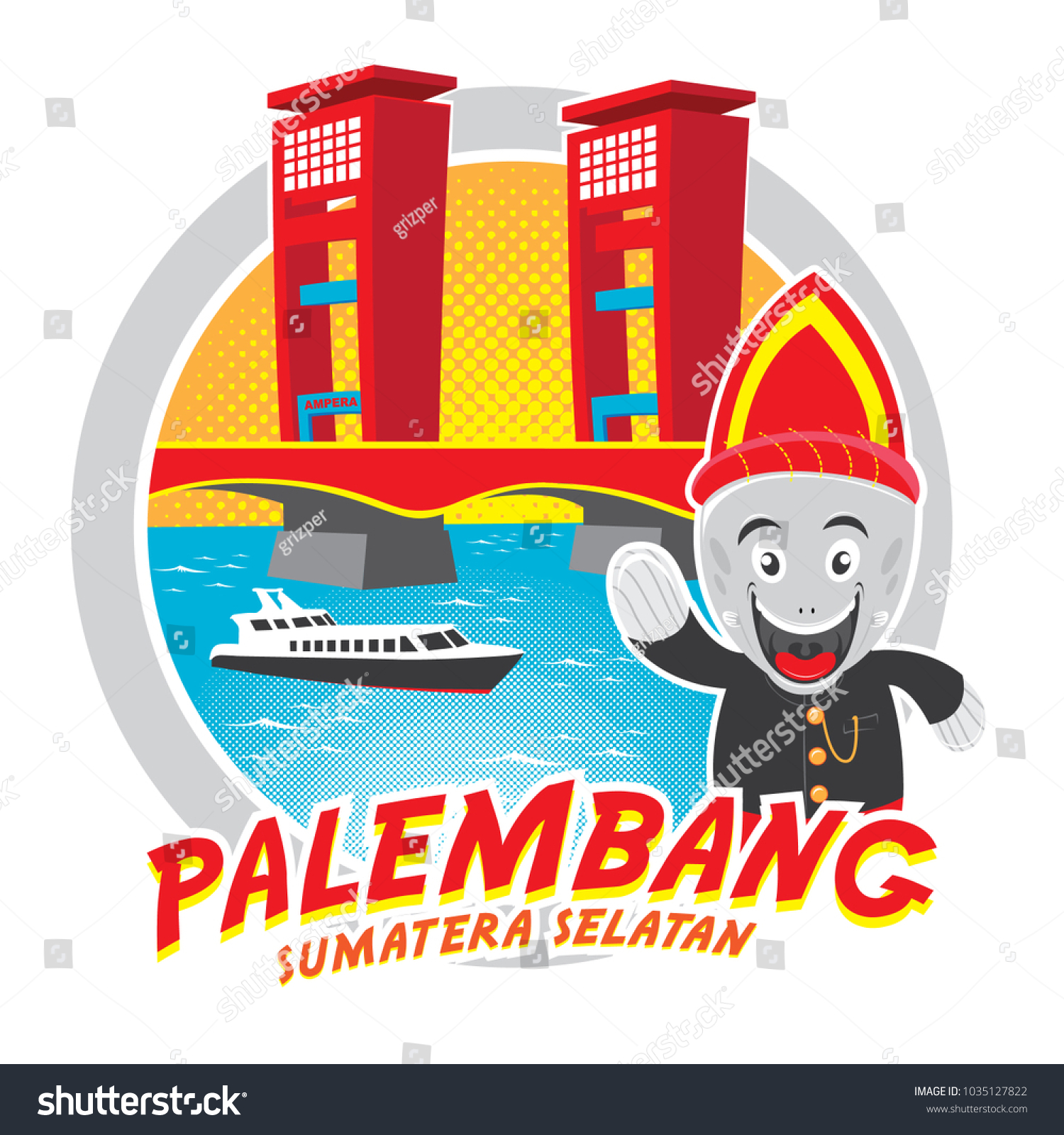 SVG of ampera bridge isolated illustration palembang sumatera selatan indonesia svg