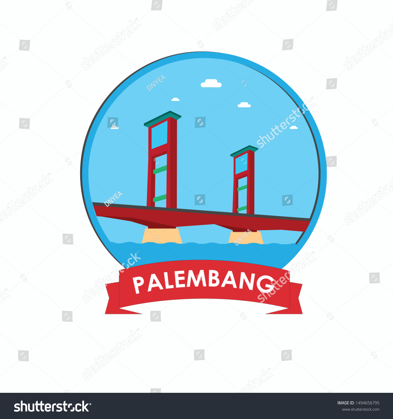 SVG of Ampera Bridge Landmark, Palembang City, Indonesia Icon Building svg