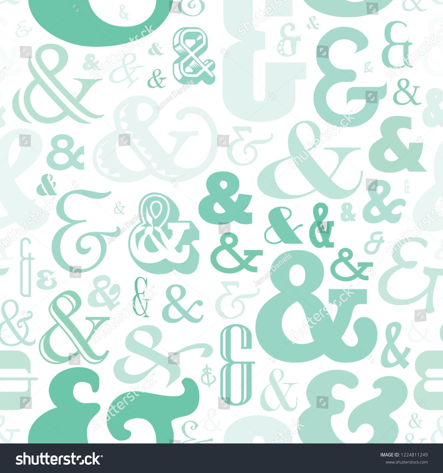 Ampersand Seamless Pattern Typography Repeating Background Stock Vector