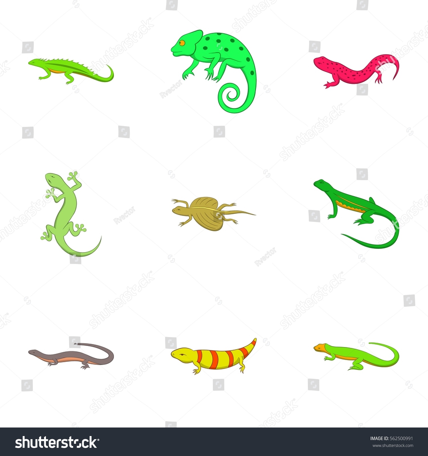 Amphibian Icons Set Cartoon Illustration 9 Stock Vector (Royalty Free ...