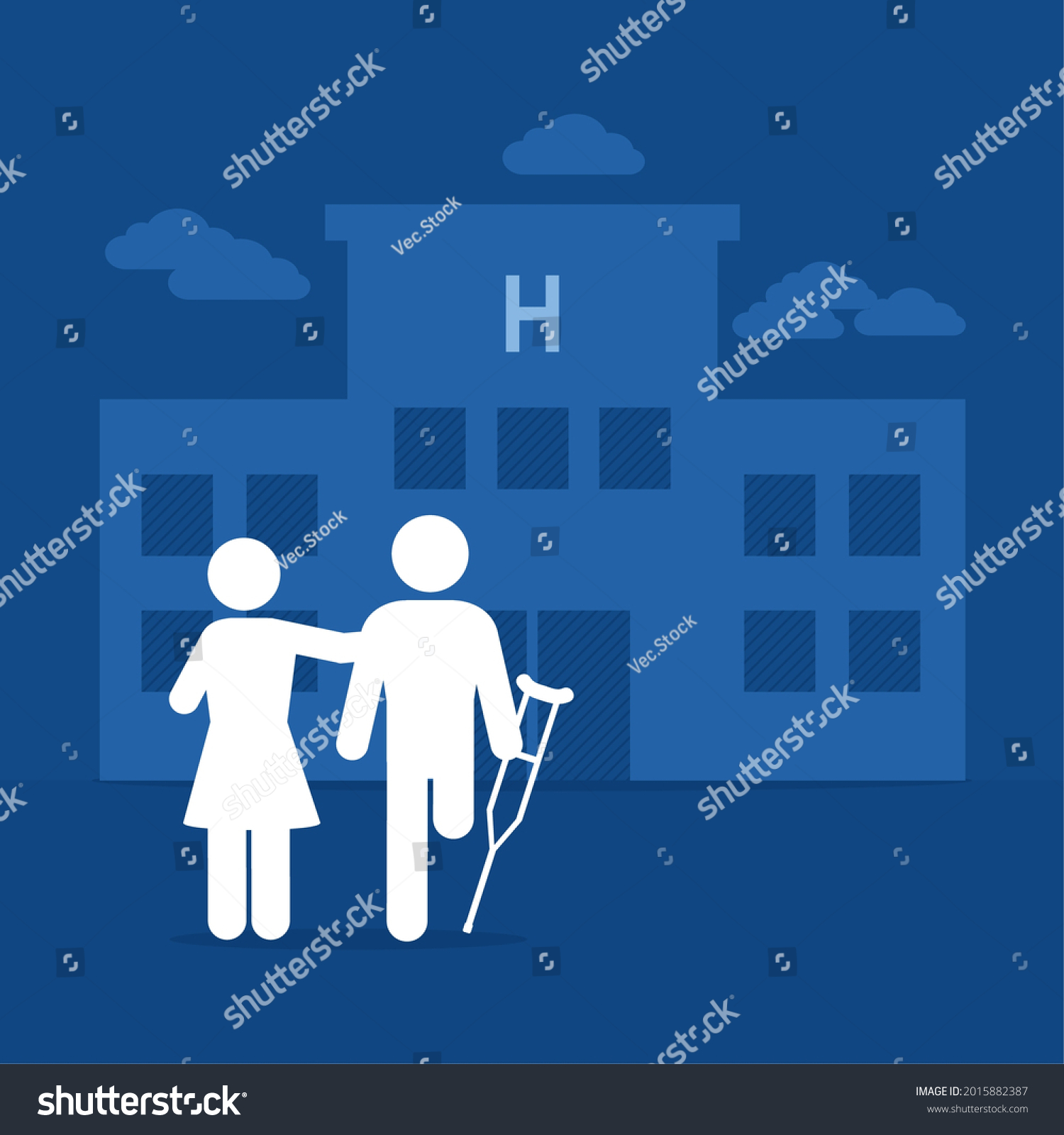 SVG of amputee man and woman over hospital building svg