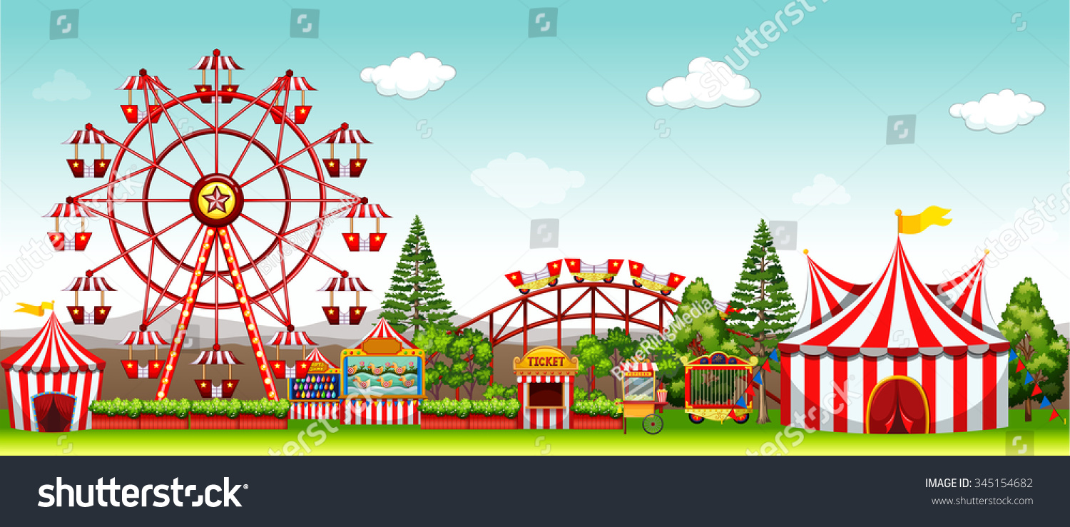 Amusement Park Daytime Illustration Stock Vector (Royalty Free ...