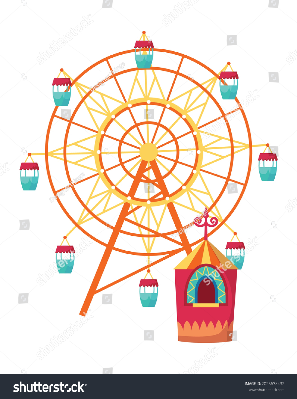 Amusement Park Attractions Observation Wheel Ticket Stock Vector ...