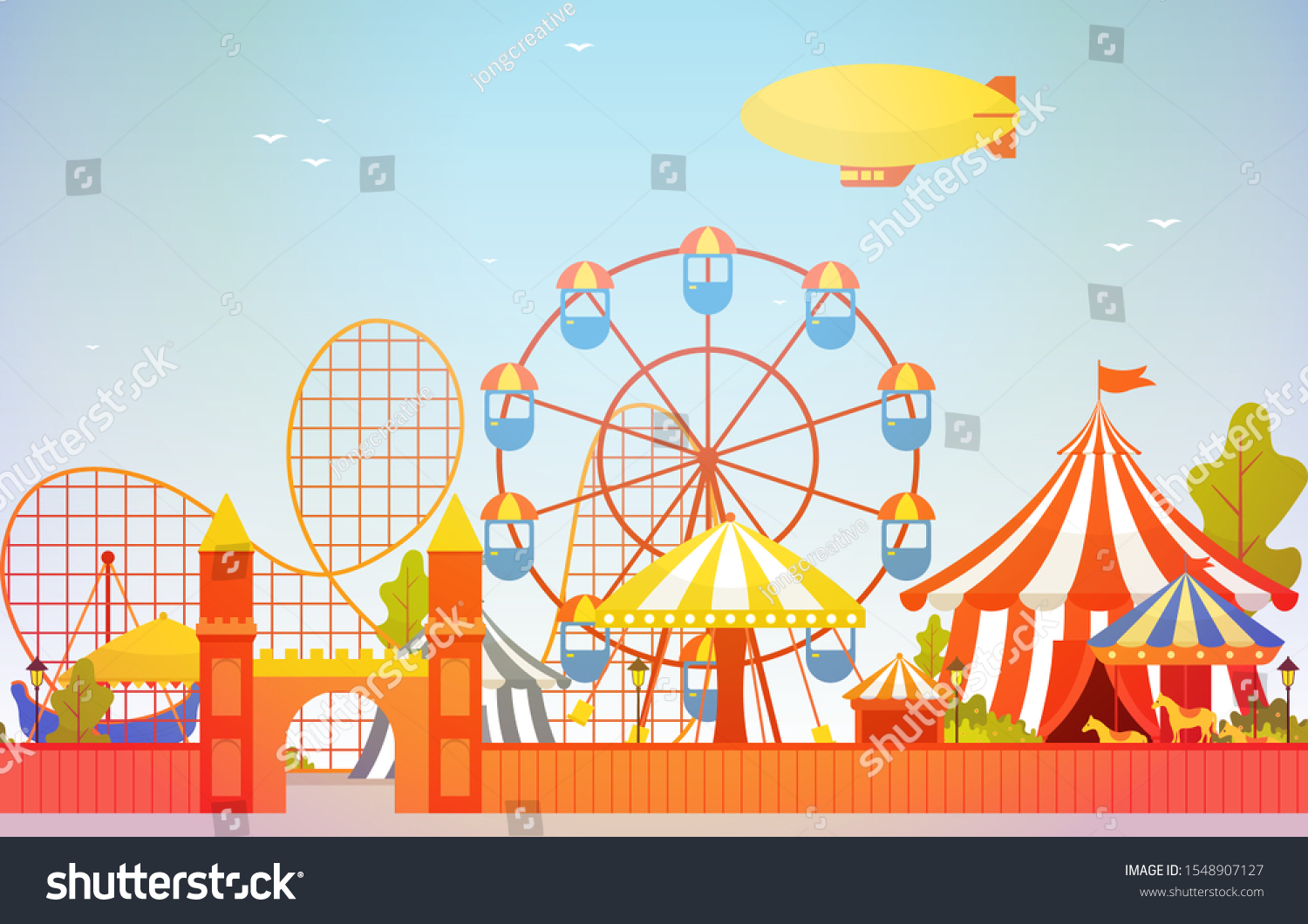 Amusement Park Circus Carnival Festival Fun Stock Vector (Royalty Free ...