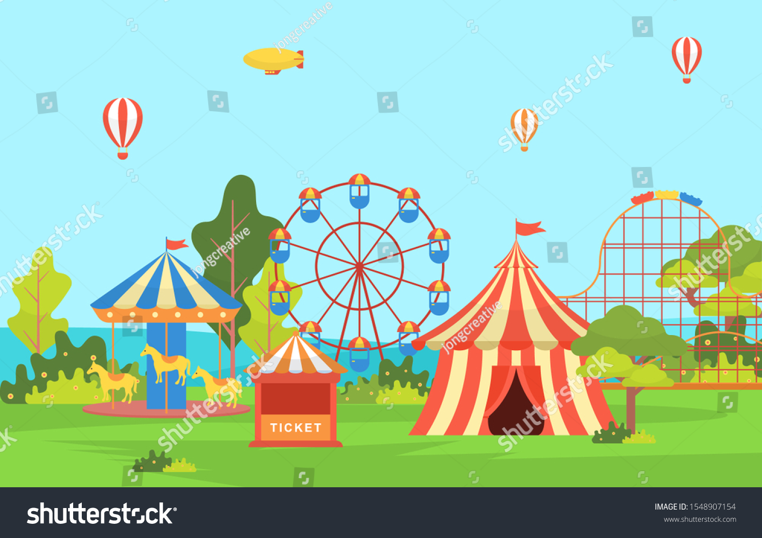 Amusement Park Circus Carnival Festival Fun Stock Vector (Royalty Free ...