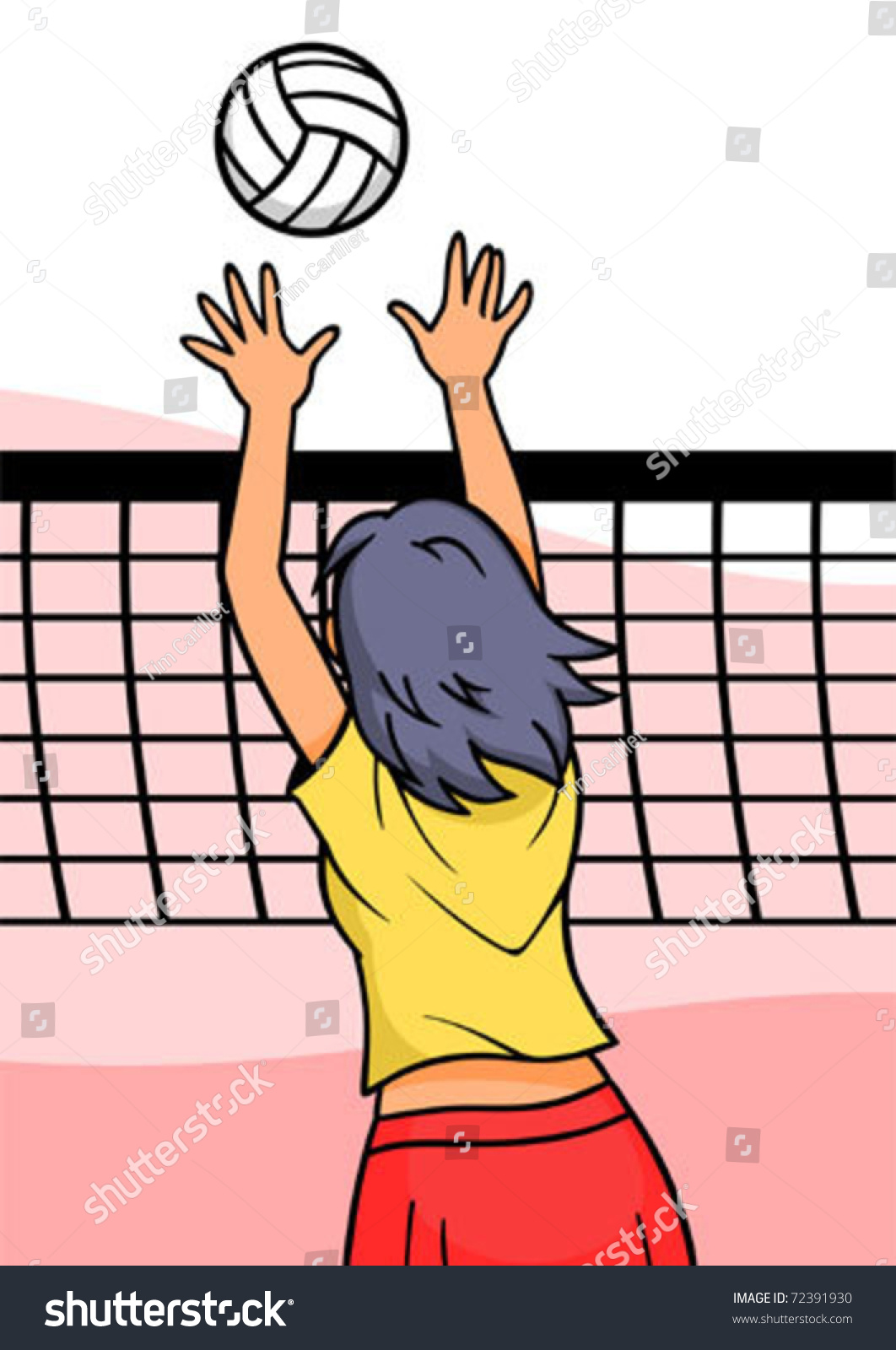 An Active Girl Playing Volleyball. Stock Vector Illustration 72391930 ...
