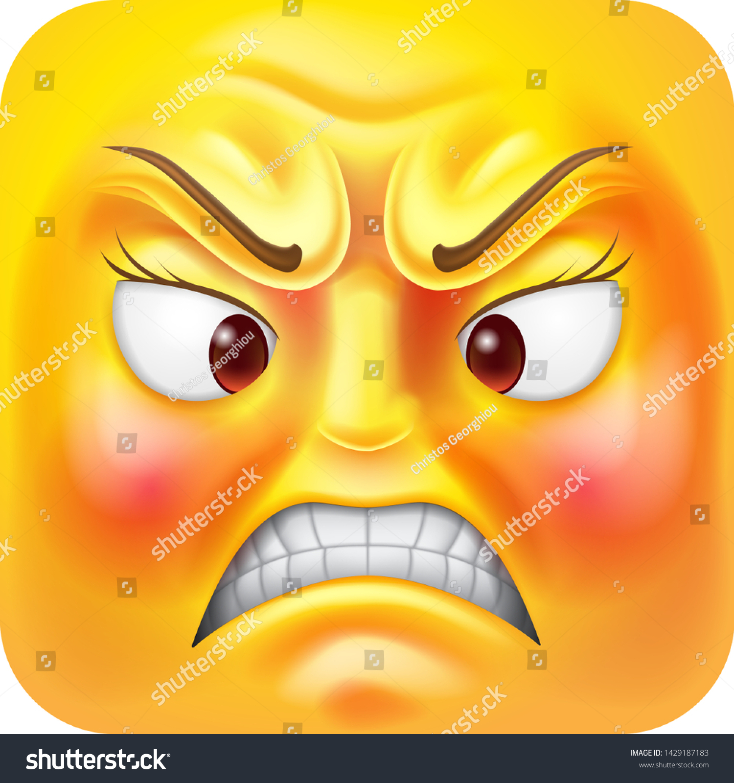 Angry Woman Emoji Emoticon Square Face 스톡 벡터(로열티 프리) 1429187183