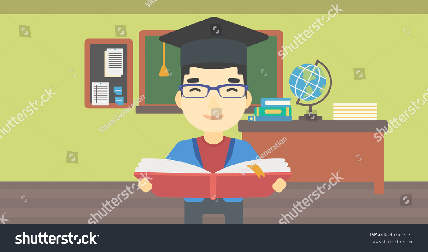 Asian Graduate Graduation Cap Open Book Stock Vector (Royalty Free ...