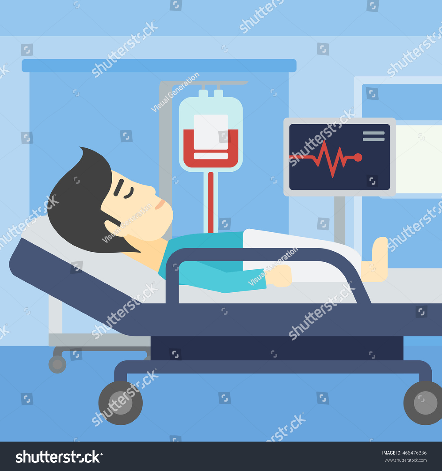 Asian Man Lying Bed Hospital Ward Stock Vector (Royalty Free) 468476336 ...