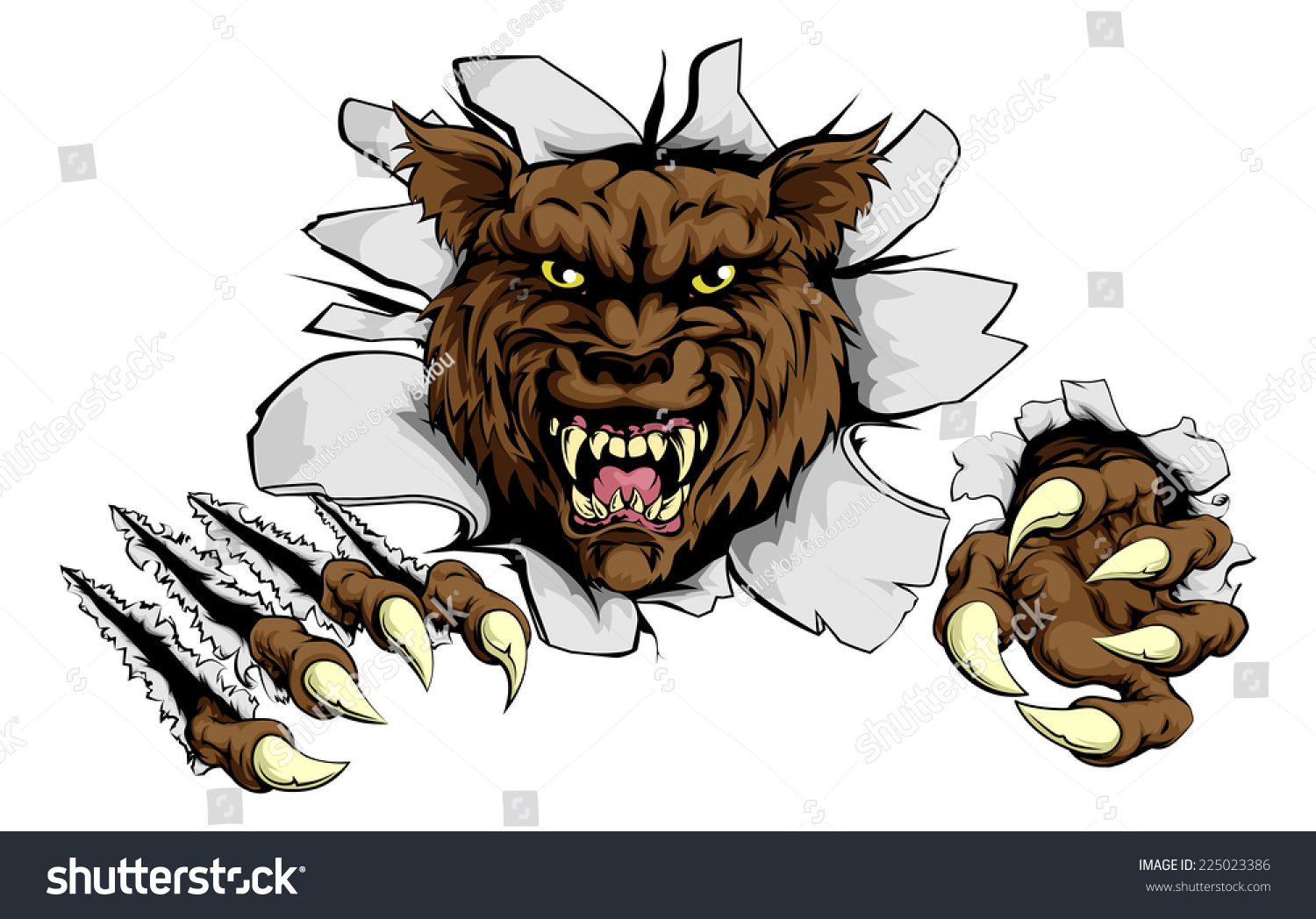 Attacking Wolf Claws Breakthrough Drawing Wolf Stock Vector 225023386 ...