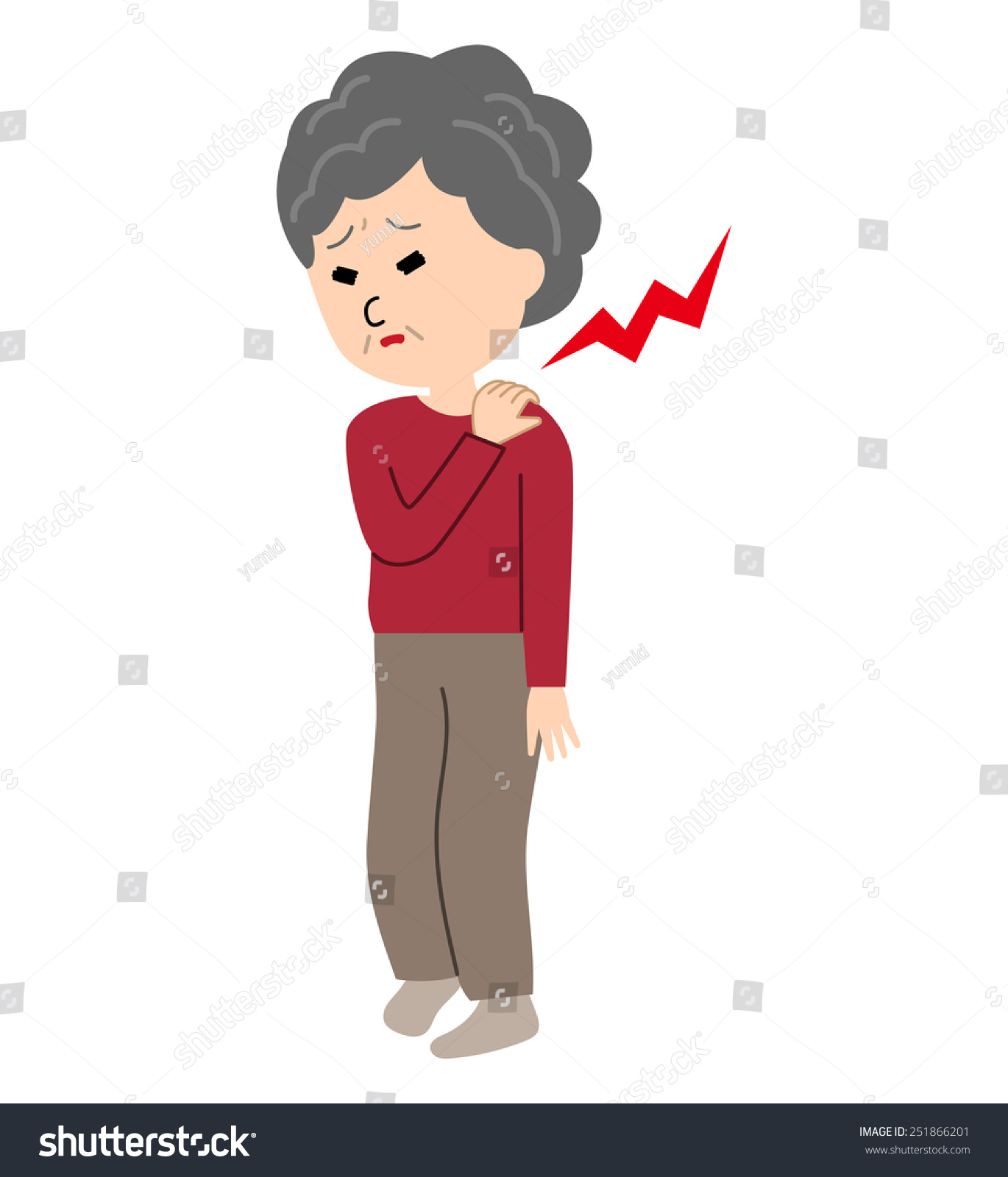 Elderly Woman Suffering Stiff Shoulders Vector Stock Vector 251866201 ...