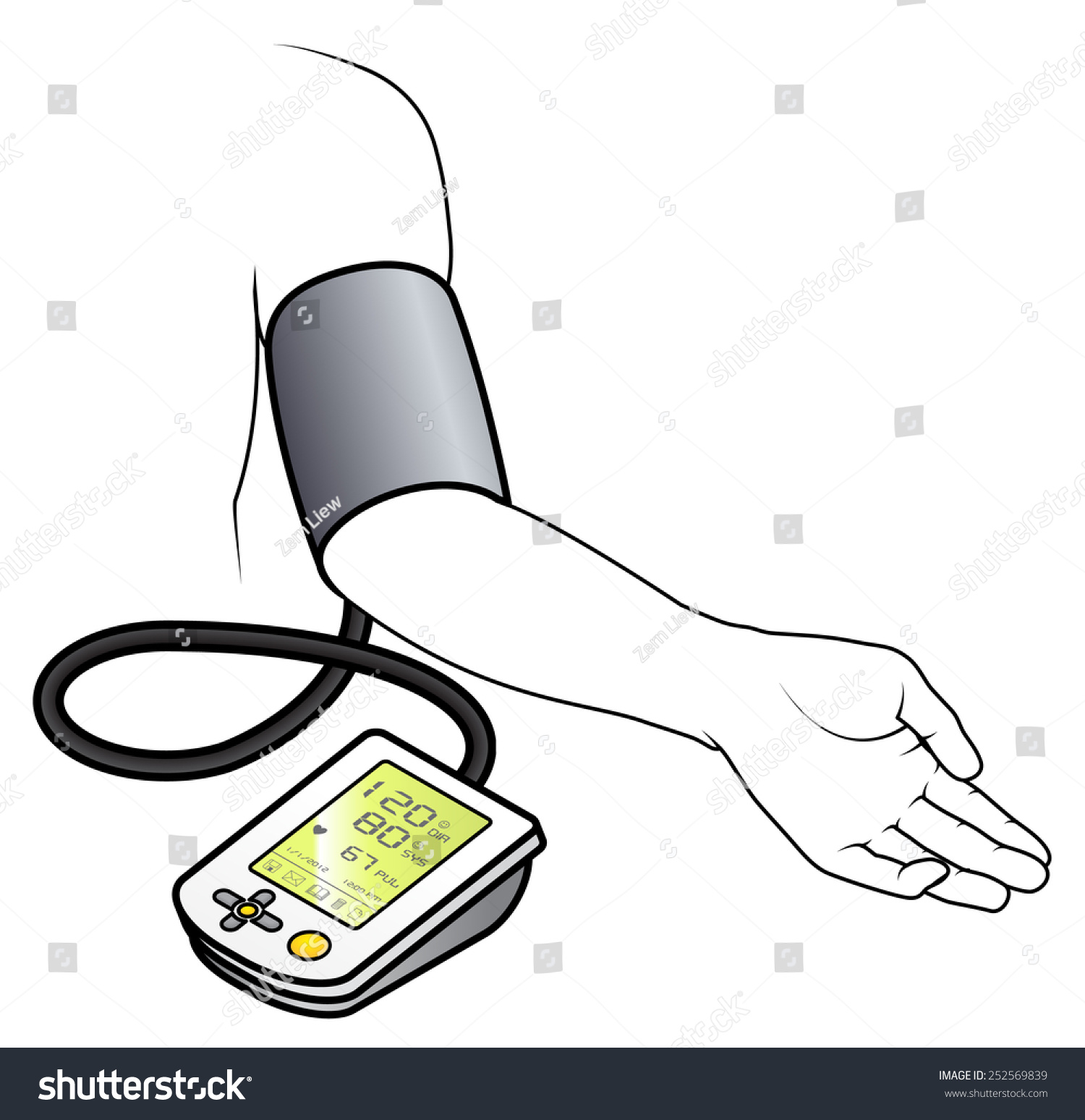 Electronic Blood Pressure Monitor Attached Arm Stock Vector 252569839 ...