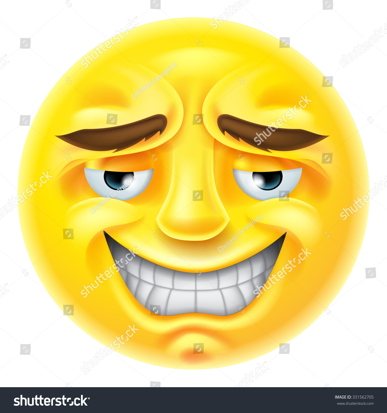 An Emoji Emoticon Character Smiling In An Embarrassed Or Unctuous Way ...
