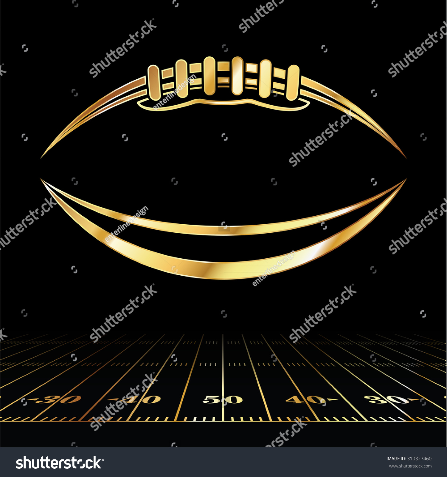 An Icon Of A Gold Colored American Football Over A Football Field ...