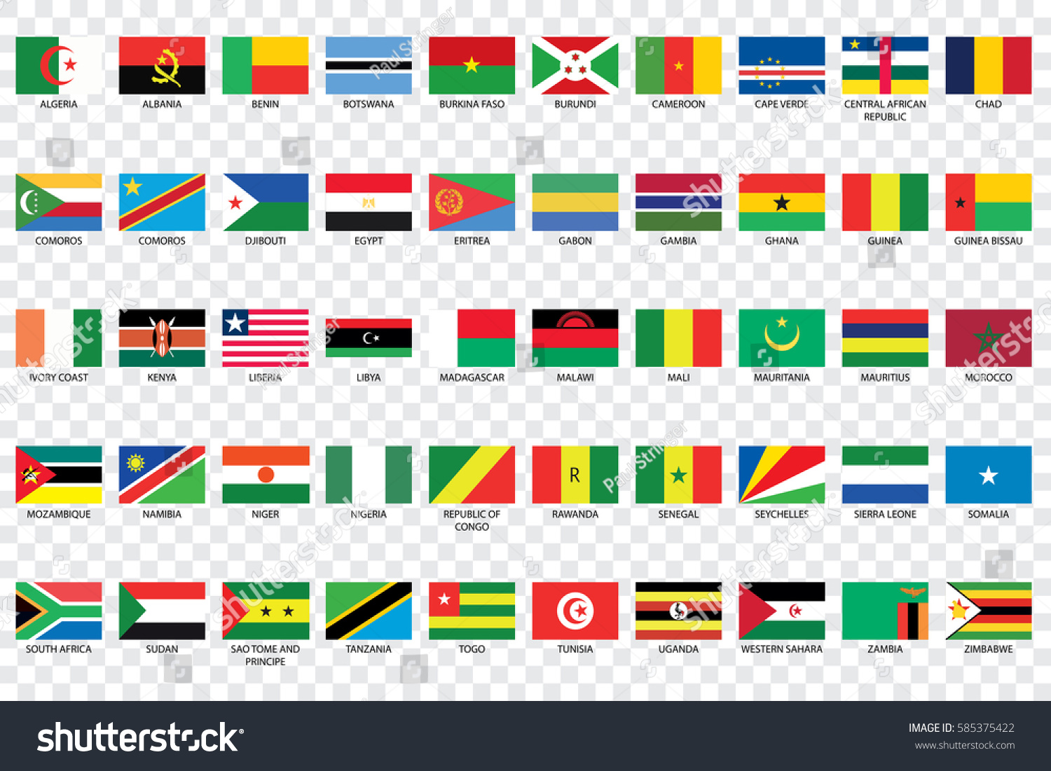 Illustrated Country Flags Africa Stock Vector 585375422 - Shutterstock